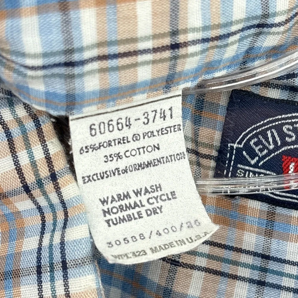 Vintage Levis Shirt Mens XL Blue Beige Plaid Workshirt Pockets Made USA‎ 70s